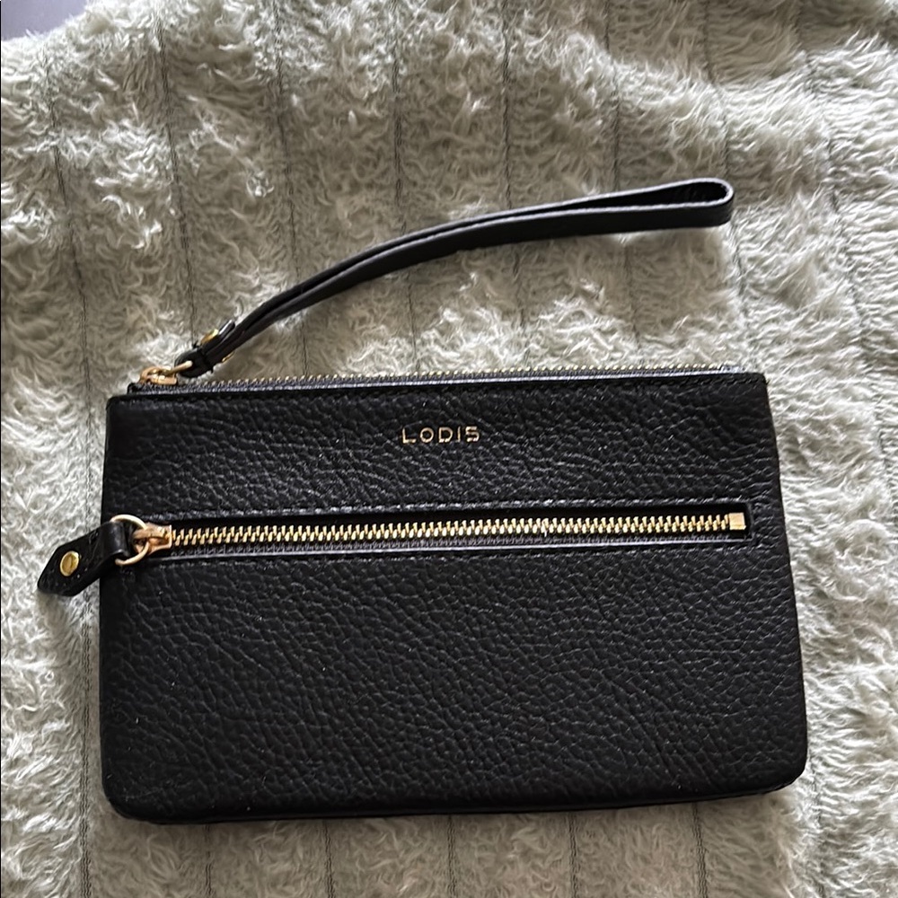 Lodis Black Leather Wristlet